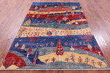 Tribal Persian Gabbeh Handmade Wool Rug - 5' 7" X 8' 3" - Golden Nile