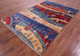 Tribal Persian Gabbeh Handmade Wool Rug - 5' 7" X 8' 3" - Golden Nile