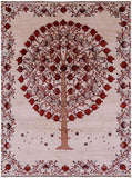 Pomegranate Tree Persian Gabbeh Hand Knotted Wool Rug - 5' 2" X 6' 8" - Golden Nile
