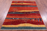 Tribal Persian Gabbeh Hand Knotted Wool Rug - 4' 11" X 6' 6" - Golden Nile