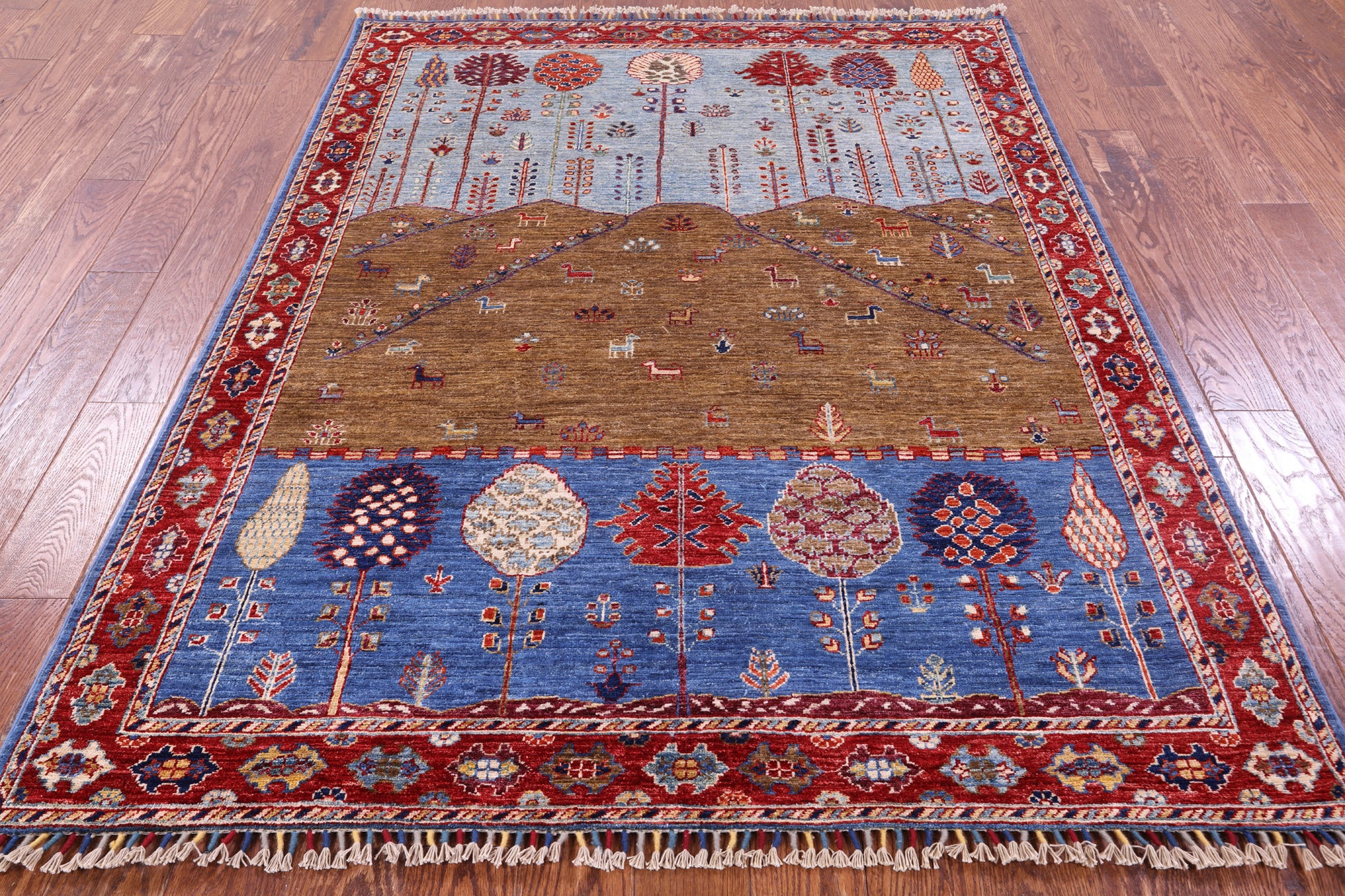 Tribal Persian Gabbeh Hand Knotted Wool Rug - 5' 3" X 6' 11" - Golden Nile