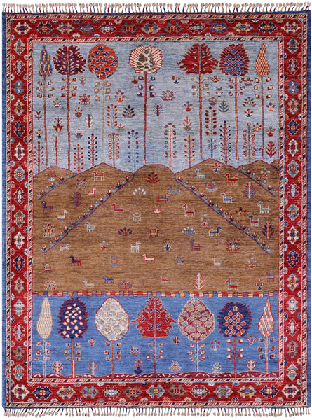 Tribal Persian Gabbeh Hand Knotted Wool Rug - 5' 3" X 6' 11" - Golden Nile