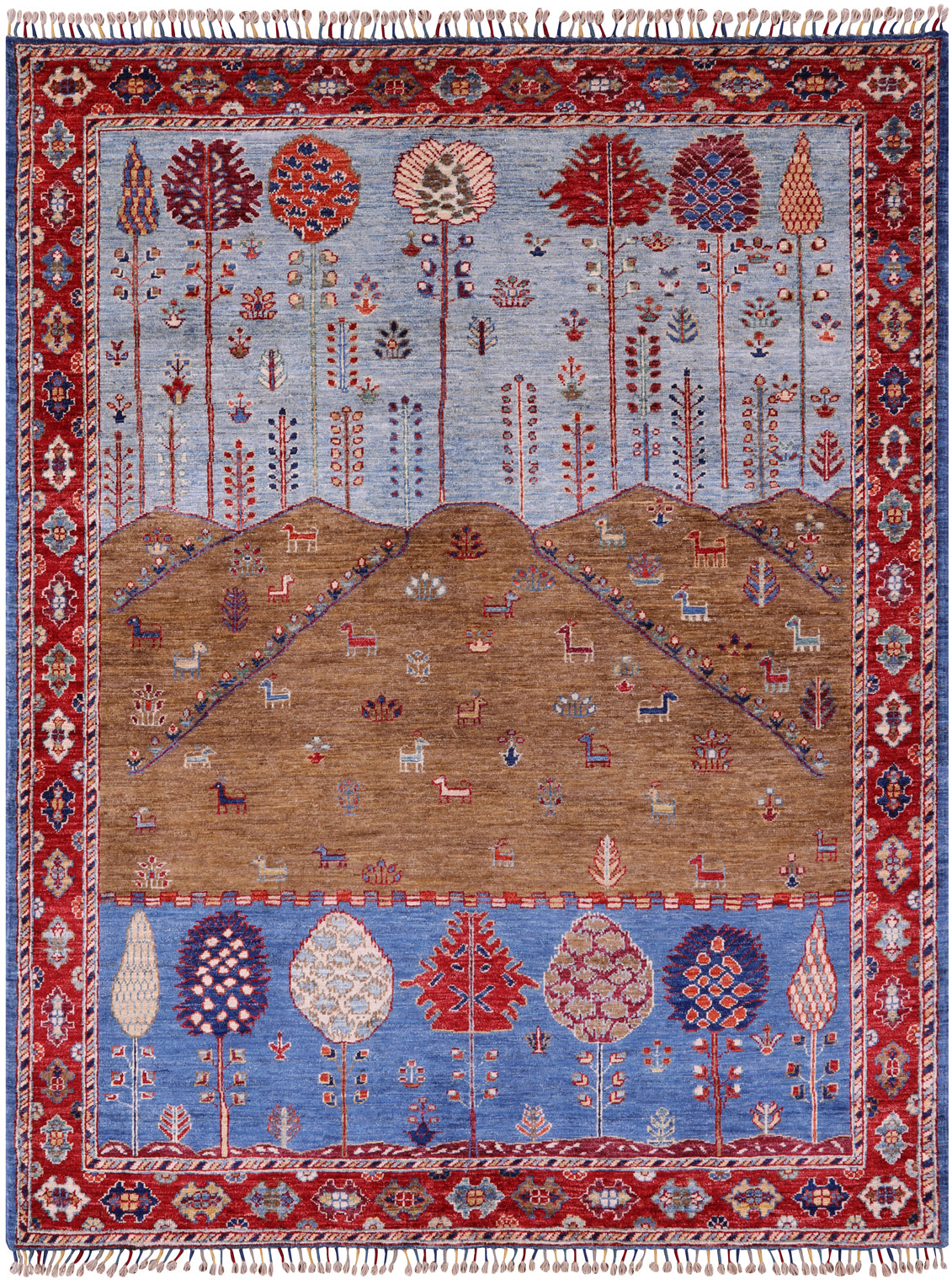 Tribal Persian Gabbeh Hand Knotted Wool Rug - 5' 3" X 6' 11" - Golden Nile