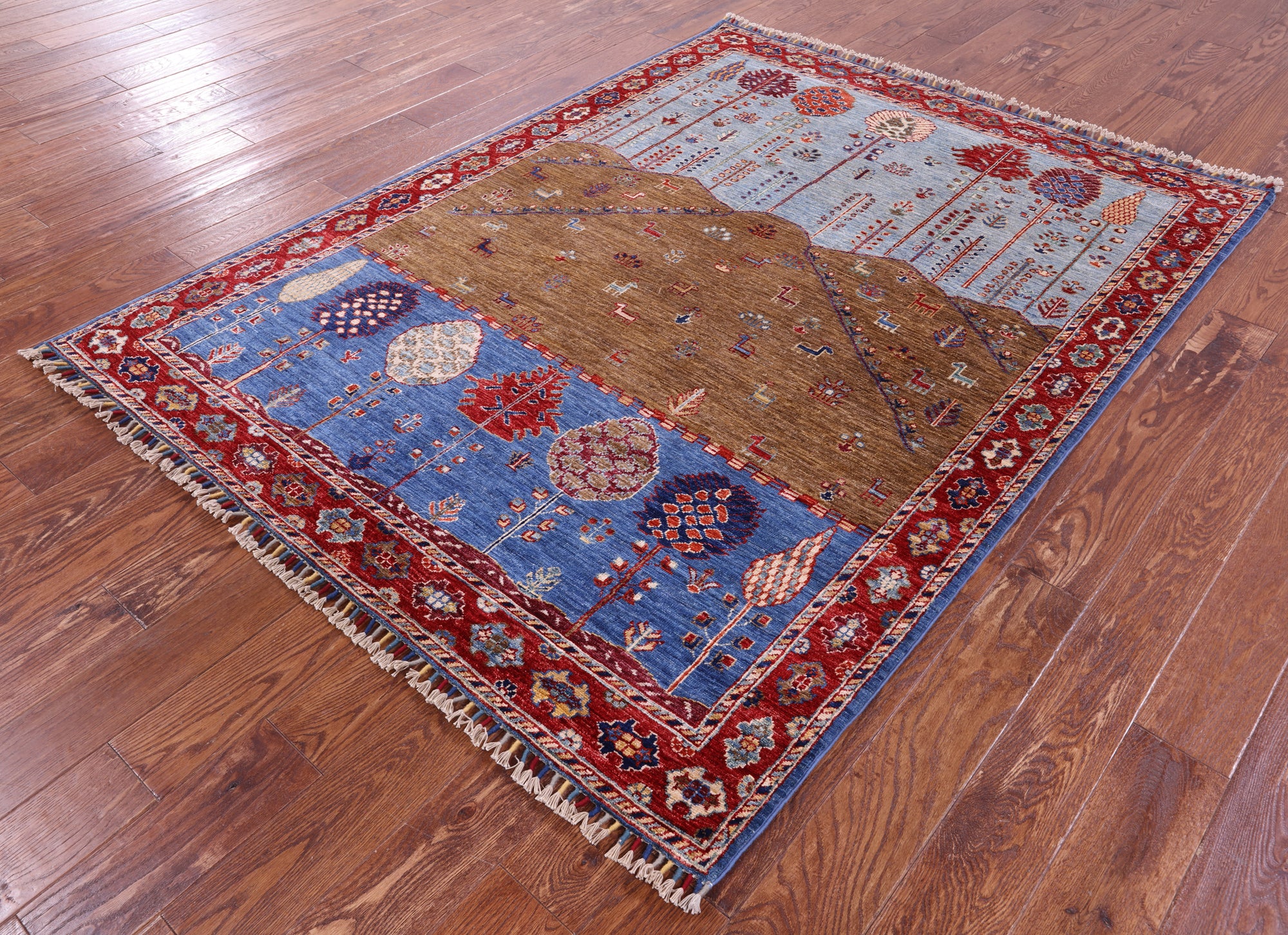 Tribal Persian Gabbeh Hand Knotted Wool Rug - 5' 3" X 6' 11" - Golden Nile