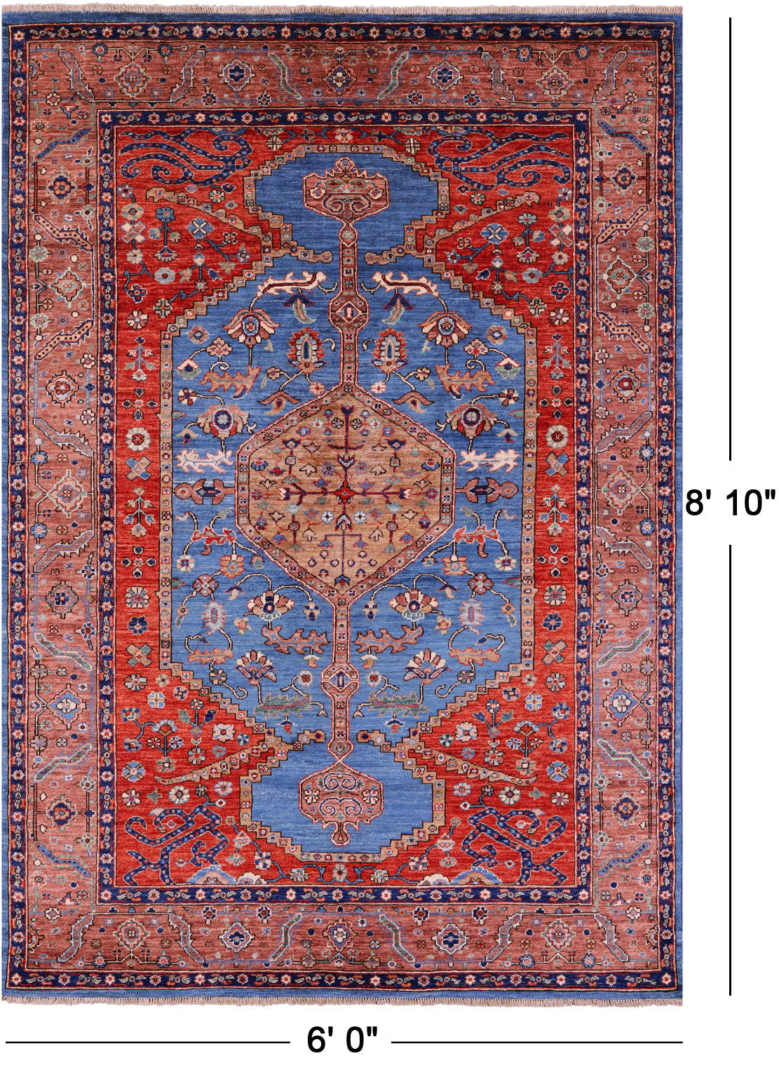 Persian Fine Serapi Handmade Wool Rug - 6' 0" X 8' 10" - Golden Nile