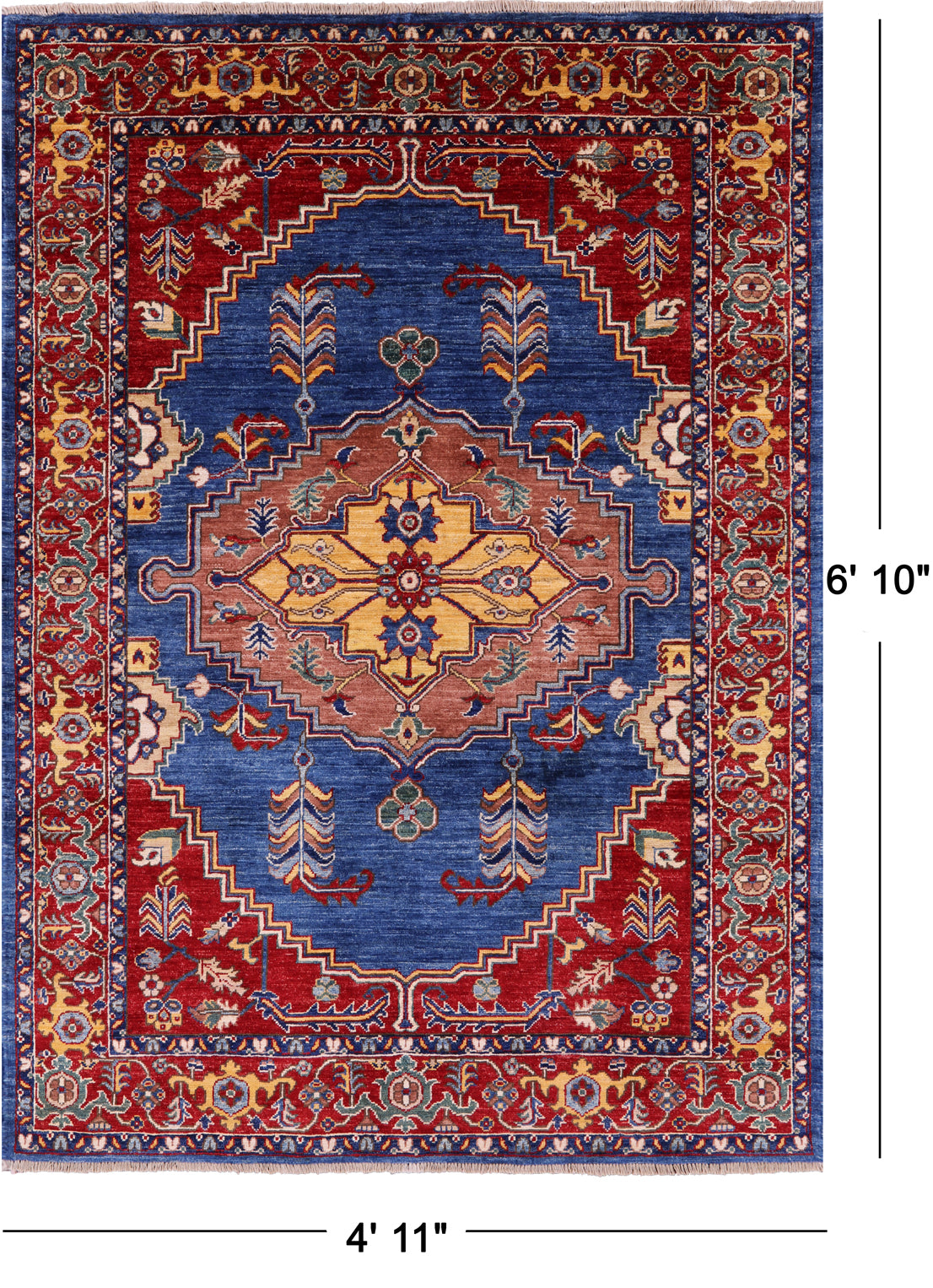 Persian Fine Serapi Hand Knotted Wool Rug - 4' 11" X 6' 10" - Golden Nile