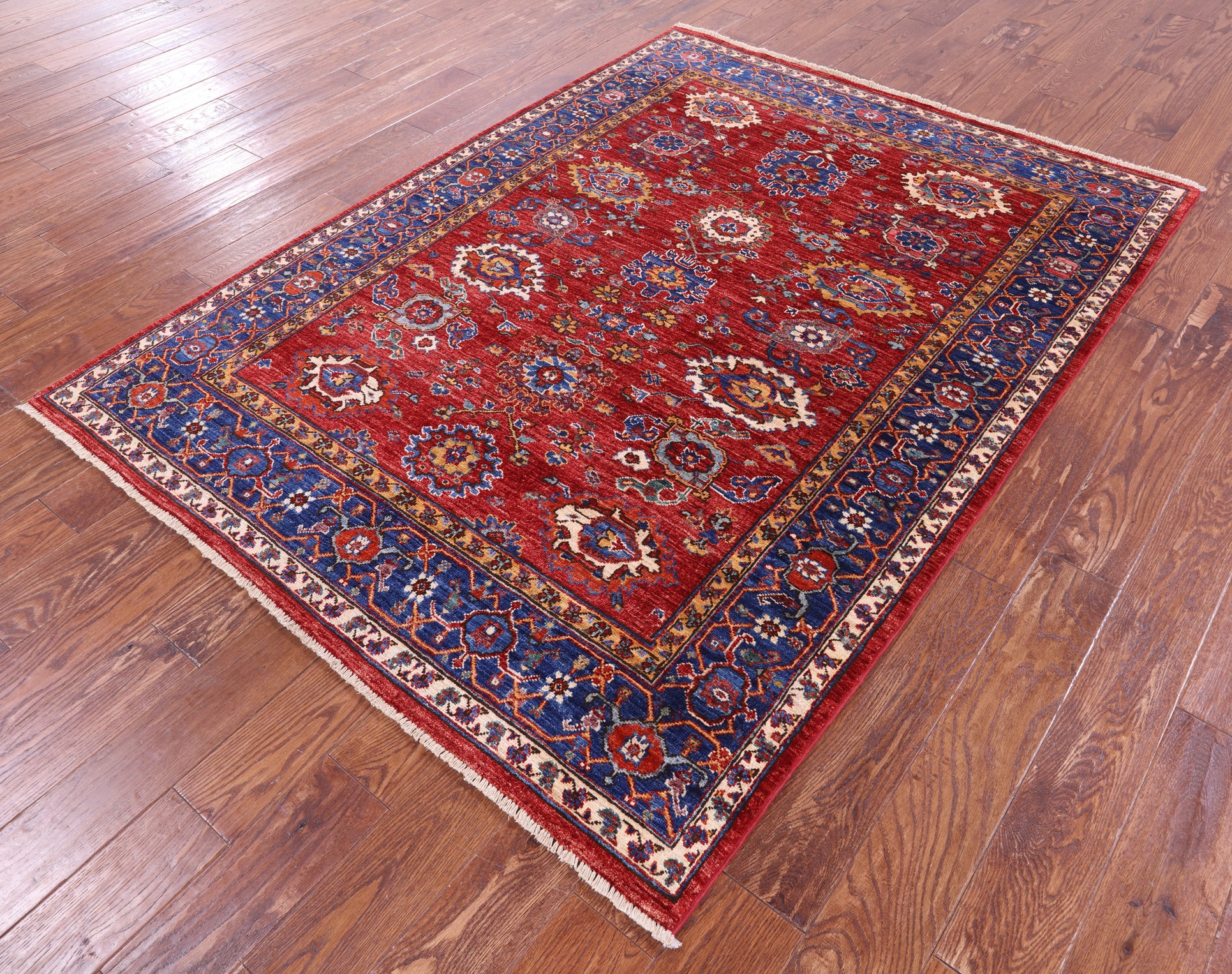 Persian Fine Serapi Handmade Wool Rug - 5' 2" X 6' 8" - Golden Nile