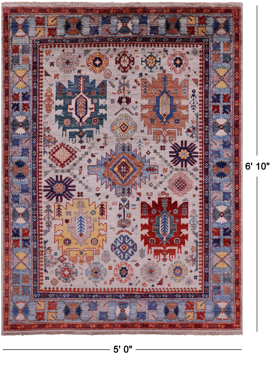 Persian Fine Serapi Hand Knotted Wool Rug - 5' 0" X 6' 10" - Golden Nile