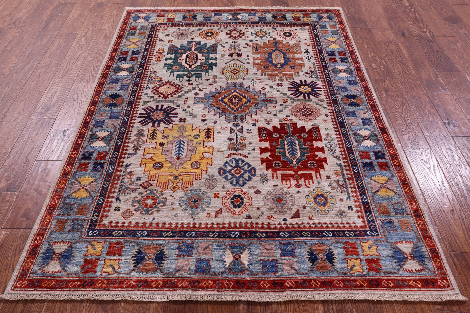 Persian Fine Serapi Hand Knotted Wool Rug - 5' 0" X 6' 10" - Golden Nile