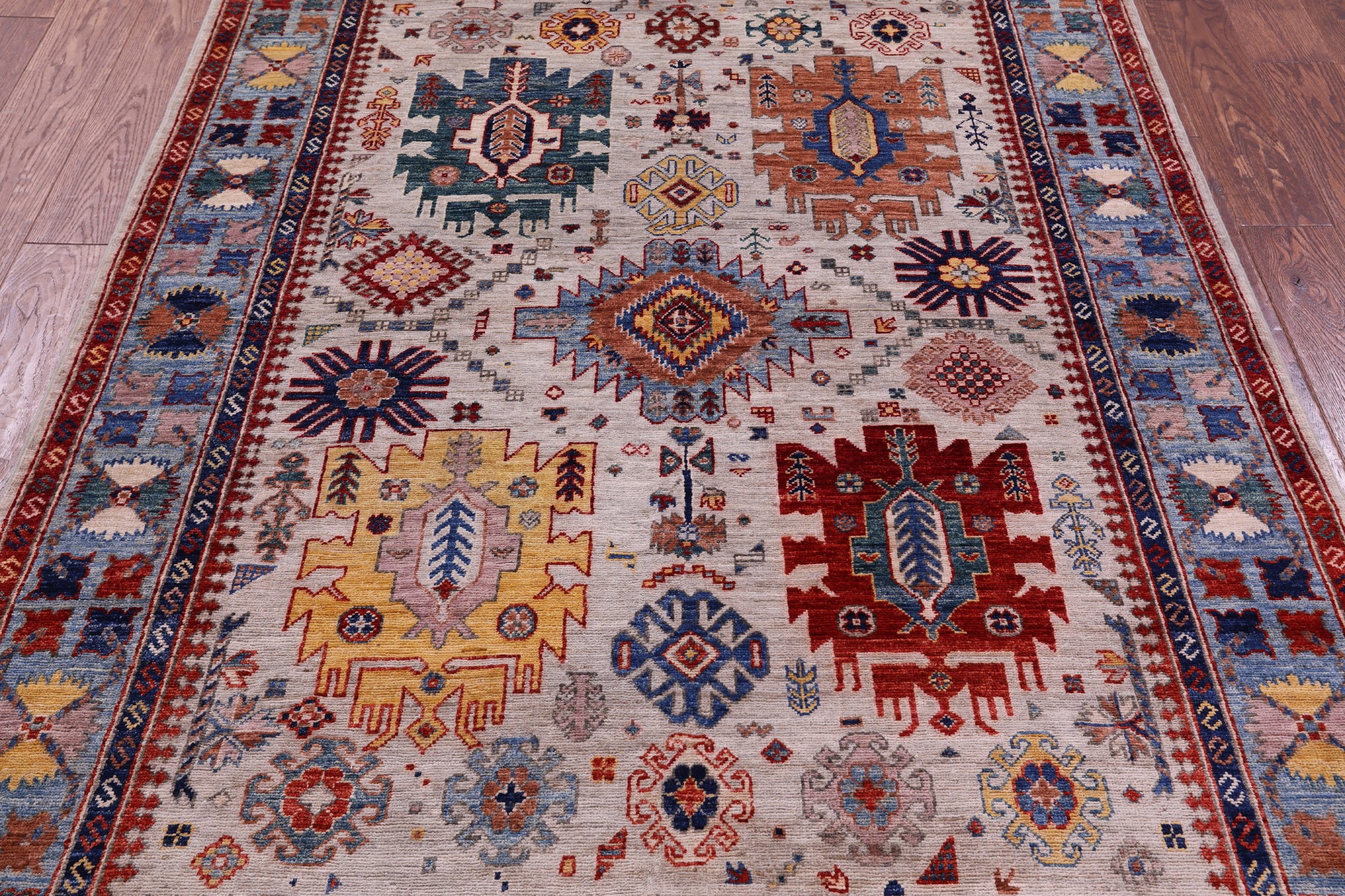 Persian Fine Serapi Hand Knotted Wool Rug - 5' 0" X 6' 10" - Golden Nile