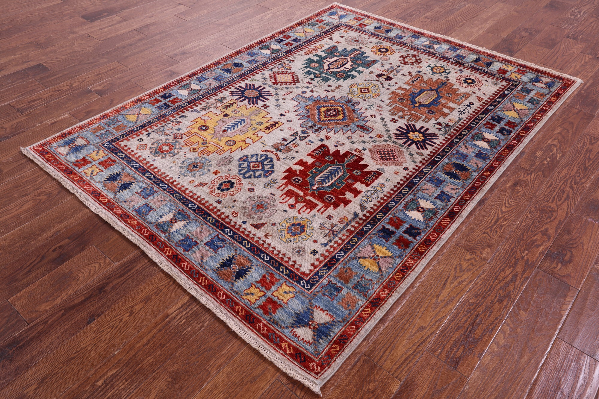 Persian Fine Serapi Hand Knotted Wool Rug - 5' 0" X 6' 10" - Golden Nile
