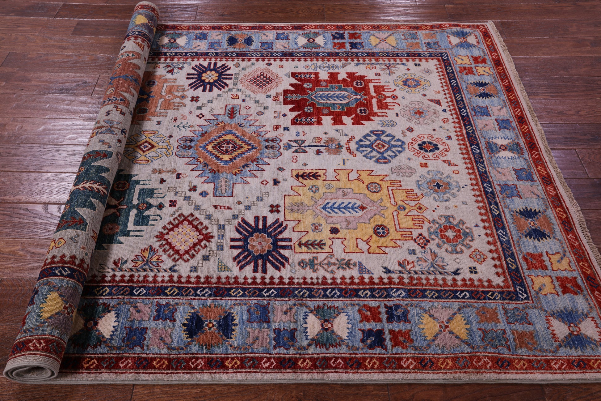 Persian Fine Serapi Hand Knotted Wool Rug - 5' 0" X 6' 10" - Golden Nile