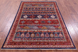 Tribal Persian Gabbeh Handmade Wool Rug - 4' 10" X 7' 0" - Golden Nile