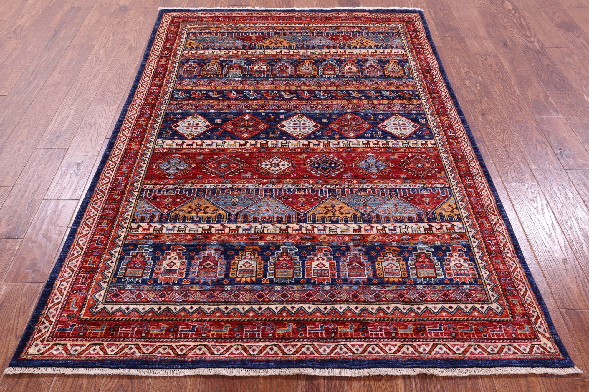 Tribal Persian Gabbeh Handmade Wool Rug - 4' 10" X 7' 0" - Golden Nile