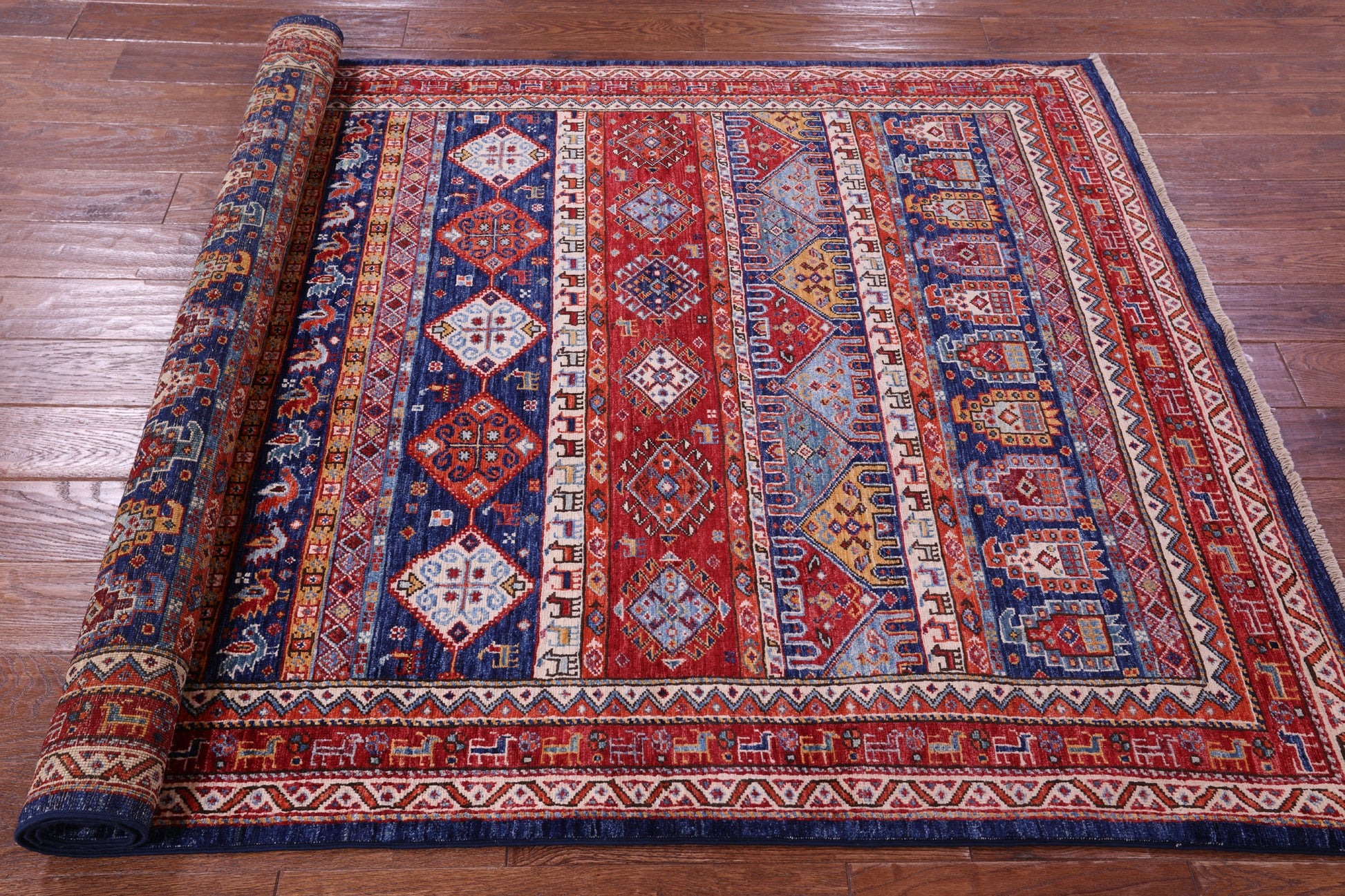 Tribal Persian Gabbeh Handmade Wool Rug - 4' 10" X 7' 0" - Golden Nile