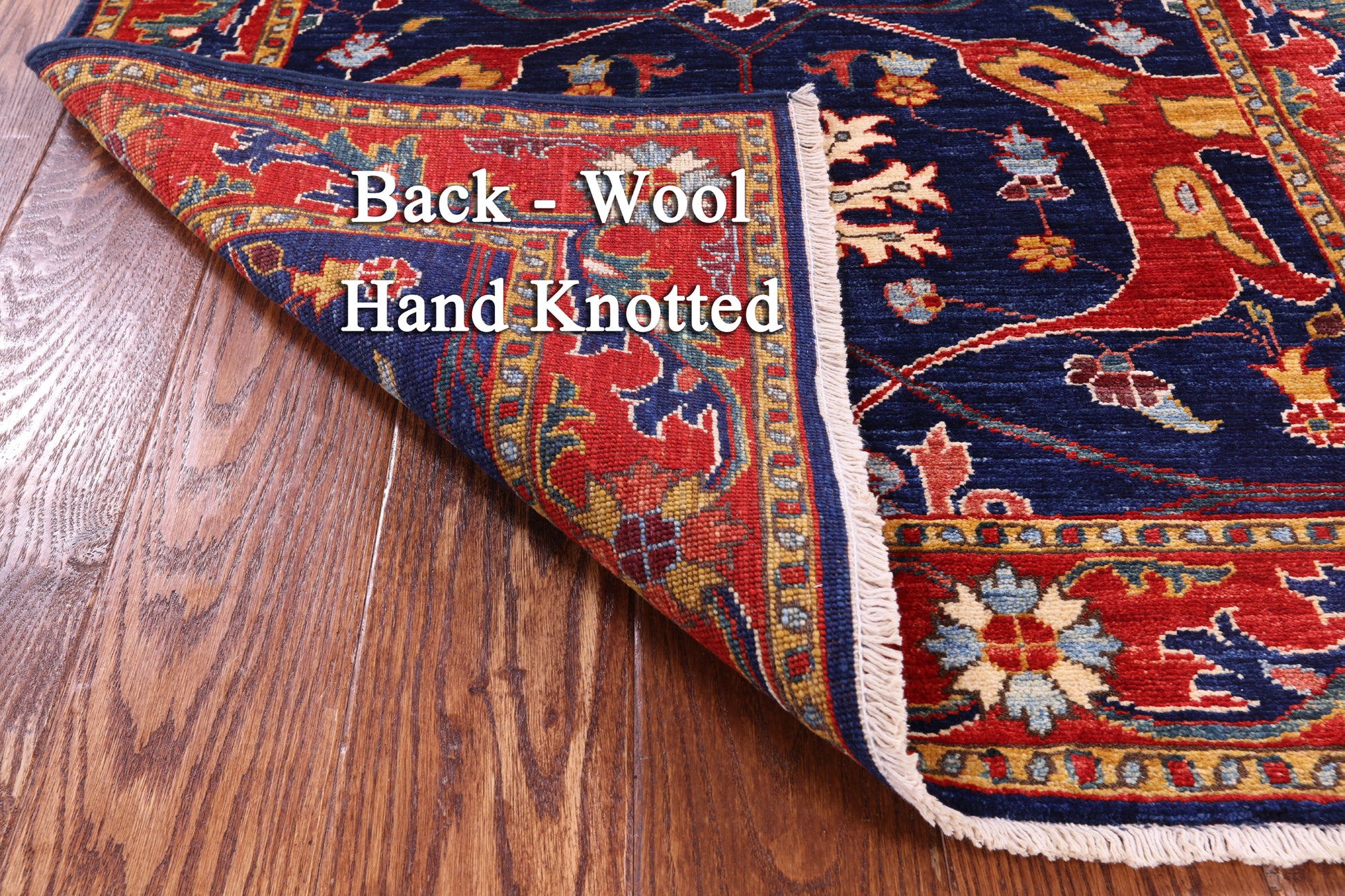 Blue Persian Fine Serapi Hand Knotted Wool Rug - 3' 2" X 4' 11" - Golden Nile