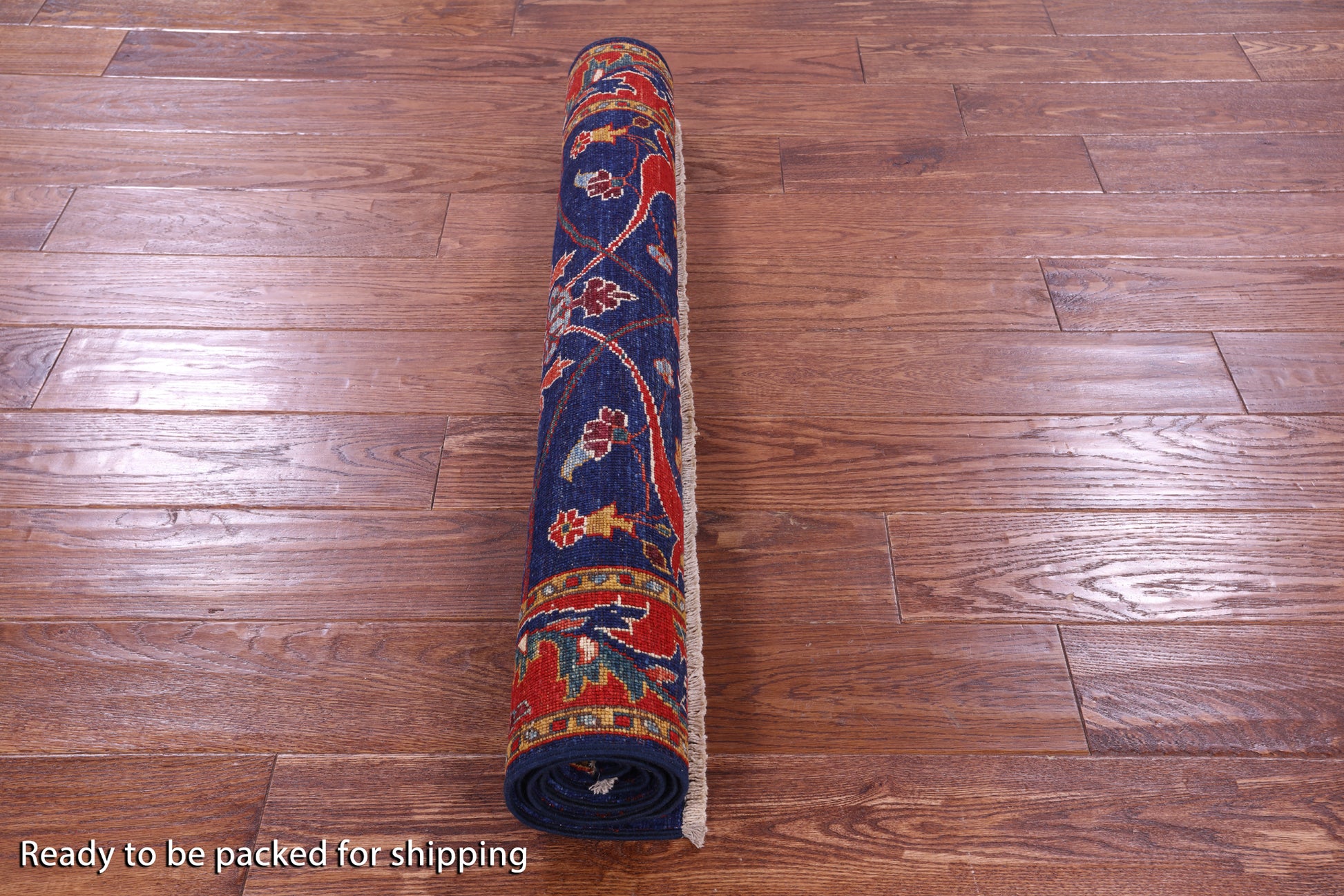 Blue Persian Fine Serapi Hand Knotted Wool Rug - 3' 2" X 4' 11" - Golden Nile