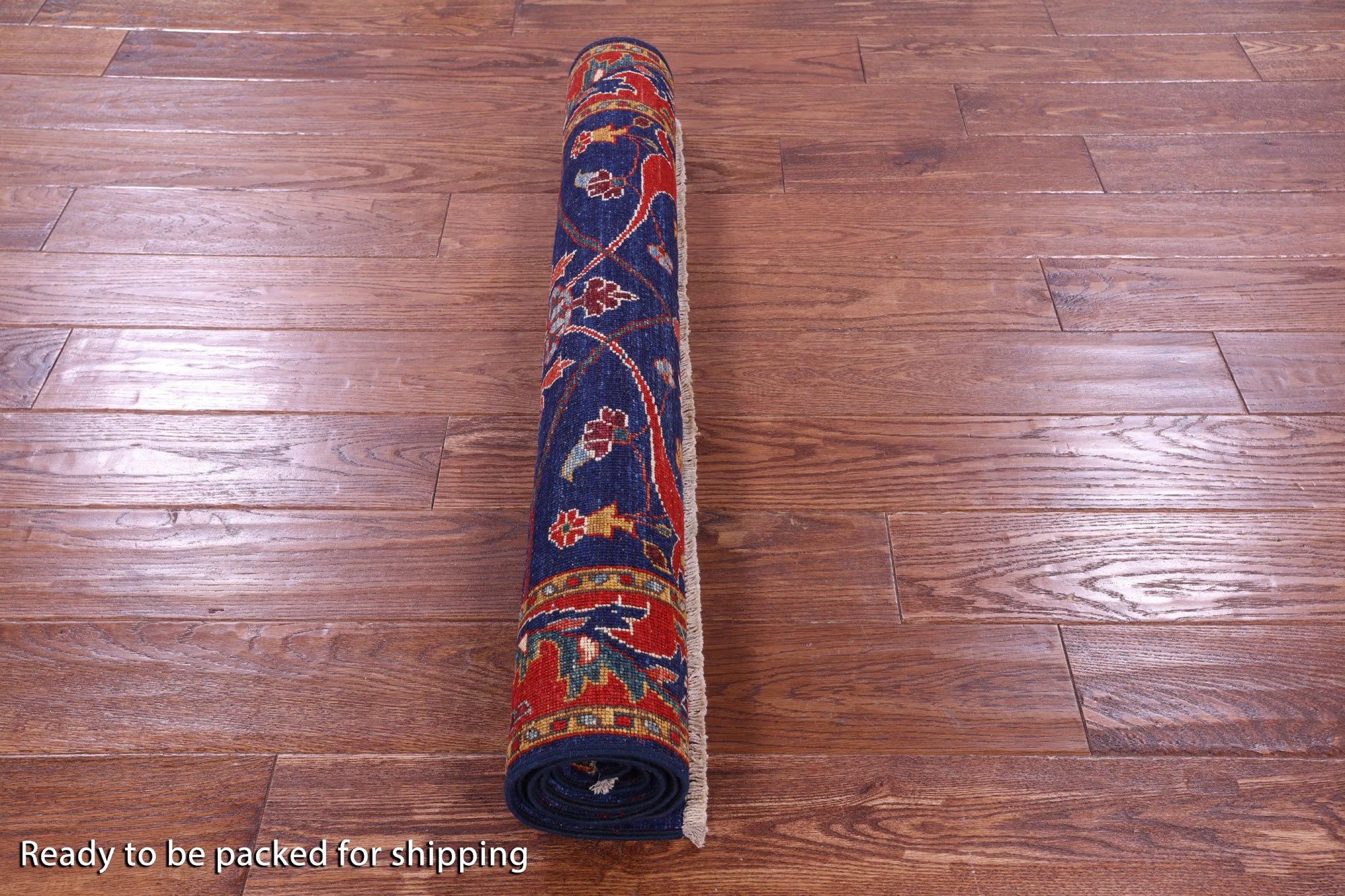 Blue Persian Fine Serapi Hand Knotted Wool Rug - 3' 2" X 4' 11" - Golden Nile