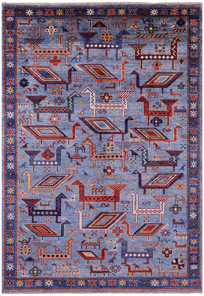 Persian Fine Serapi Hand Knotted Wool Rug - 4' 11" X 7' 0" - Golden Nile