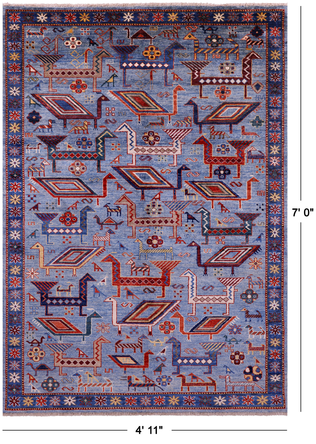 Persian Fine Serapi Hand Knotted Wool Rug - 4' 11" X 7' 0" - Golden Nile