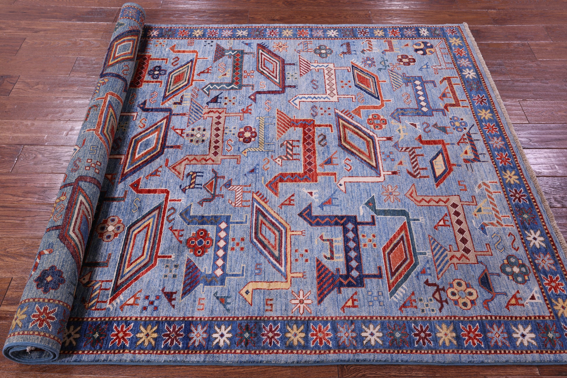 Persian Fine Serapi Hand Knotted Wool Rug - 4' 11" X 7' 0" - Golden Nile