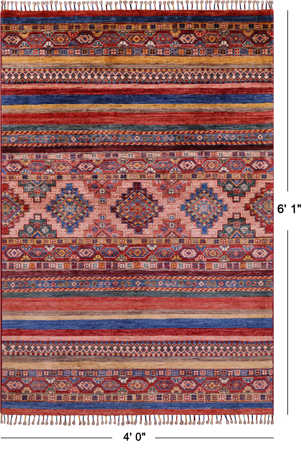 Khorjin Persian Gabbeh Handmade Wool Rug - 4' 0" X 6' 1" - Golden Nile