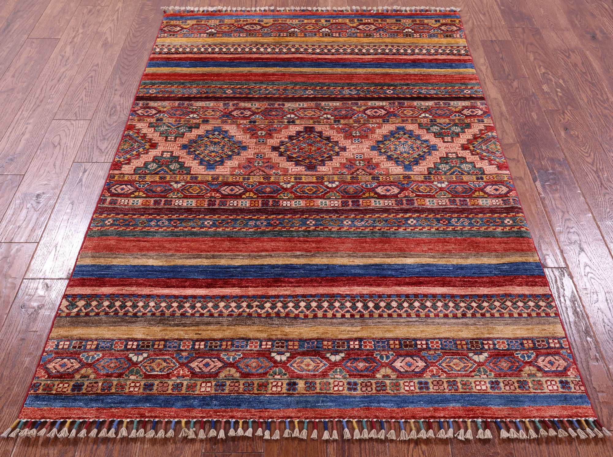 Khorjin Persian Gabbeh Handmade Wool Rug - 4' 0" X 6' 1" - Golden Nile