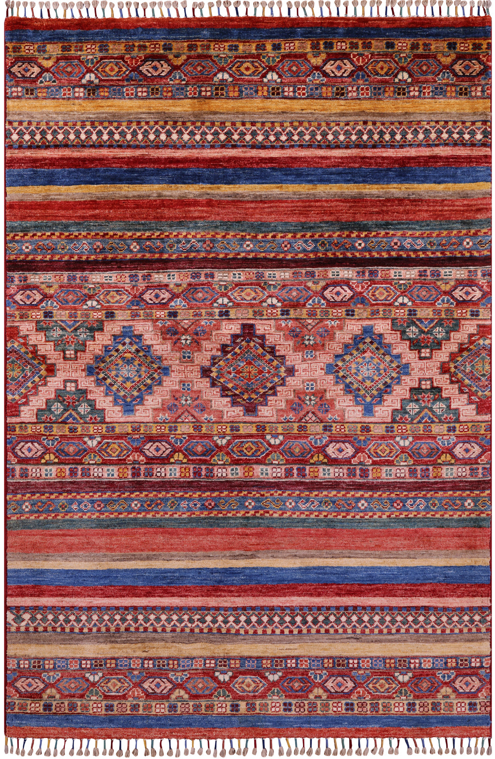 Khorjin Persian Gabbeh Handmade Wool Rug - 4' 0" X 6' 1" - Golden Nile