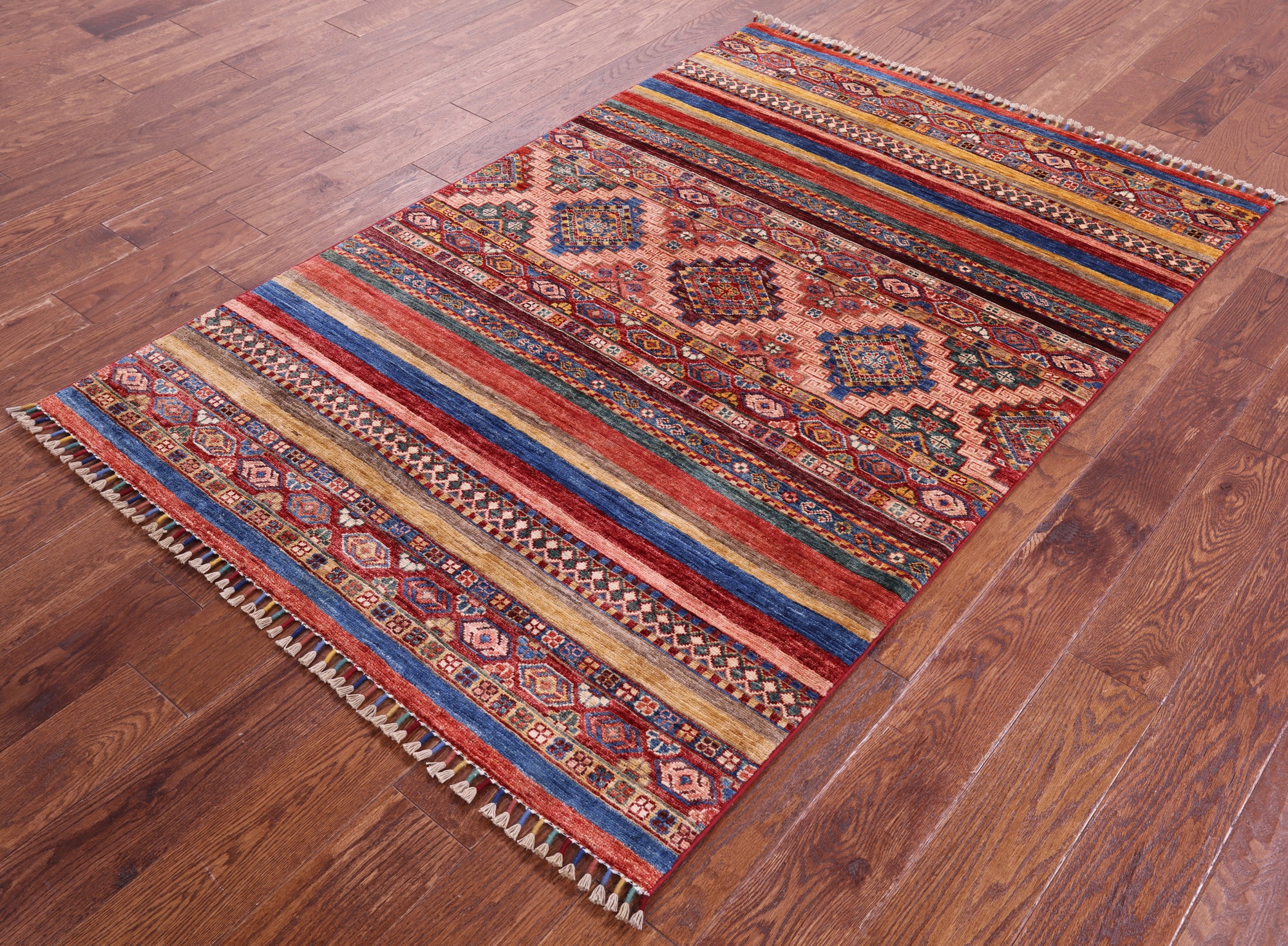 Khorjin Persian Gabbeh Handmade Wool Rug - 4' 0" X 6' 1" - Golden Nile
