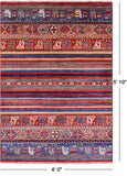 Tribal Persian Gabbeh Hand Knotted Wool Rug - 4' 0" X 5' 10" - Golden Nile