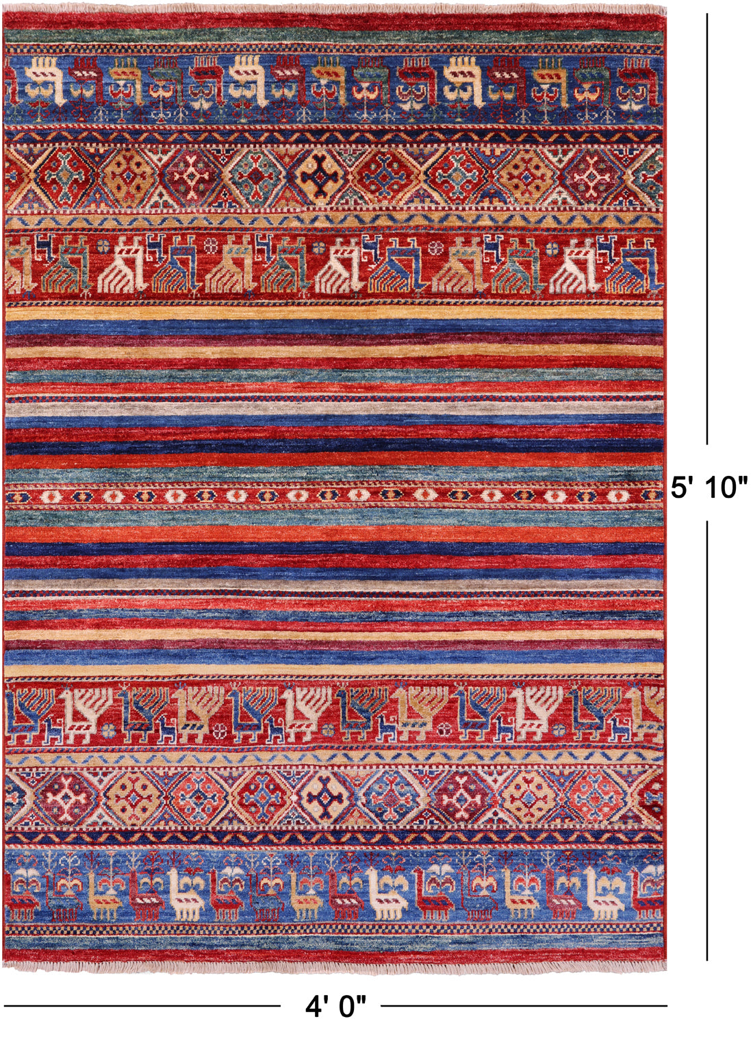 Tribal Persian Gabbeh Hand Knotted Wool Rug - 4' 0" X 5' 10" - Golden Nile