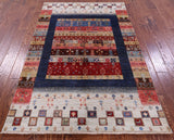 Tribal Persian Gabbeh Hand Knotted Wool Rug - 4' 1" X 6' 2" - Golden Nile