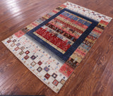Tribal Persian Gabbeh Hand Knotted Wool Rug - 4' 1" X 6' 2" - Golden Nile