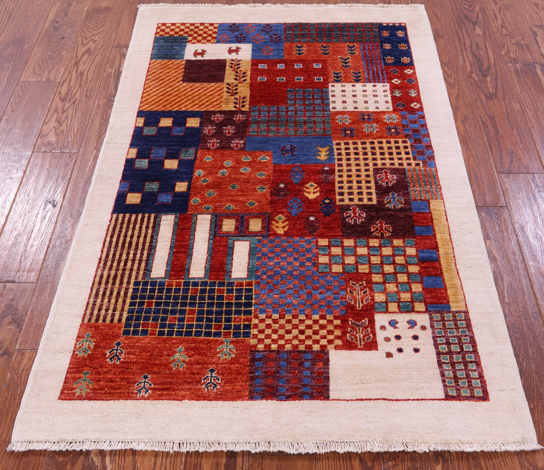 Tribal Persian Gabbeh Handmade Wool Rug - 3' 4" X 5' 0" - Golden Nile