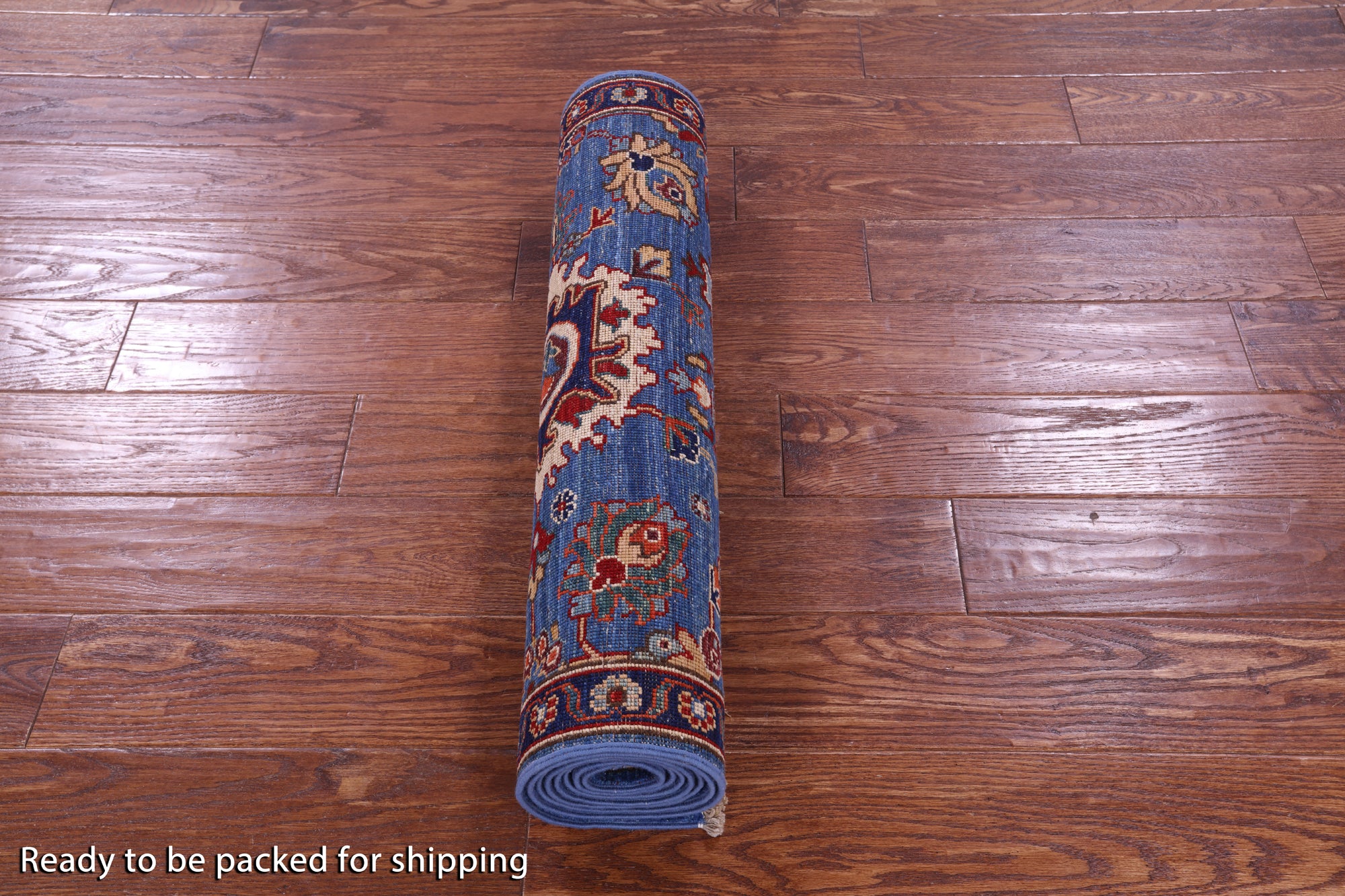 Blue Persian Fine Serapi Handmade Wool Runner Rug - 2' 6" X 8' 2" - Golden Nile