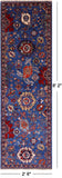 Blue Persian Fine Serapi Handmade Wool Runner Rug - 2' 6" X 8' 2" - Golden Nile