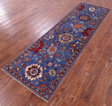 Blue Persian Fine Serapi Handmade Wool Runner Rug - 2' 6" X 8' 2" - Golden Nile