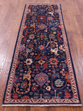 Blue Persian Fine Serapi Handmade Wool Runner Rug - 2' 8" X 7' 10" - Golden Nile