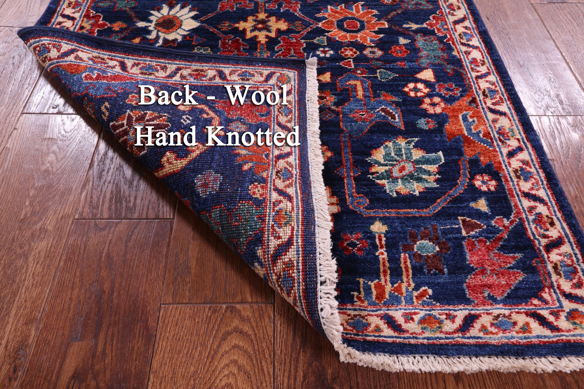 Blue Persian Fine Serapi Handmade Wool Runner Rug - 2' 8" X 7' 10" - Golden Nile