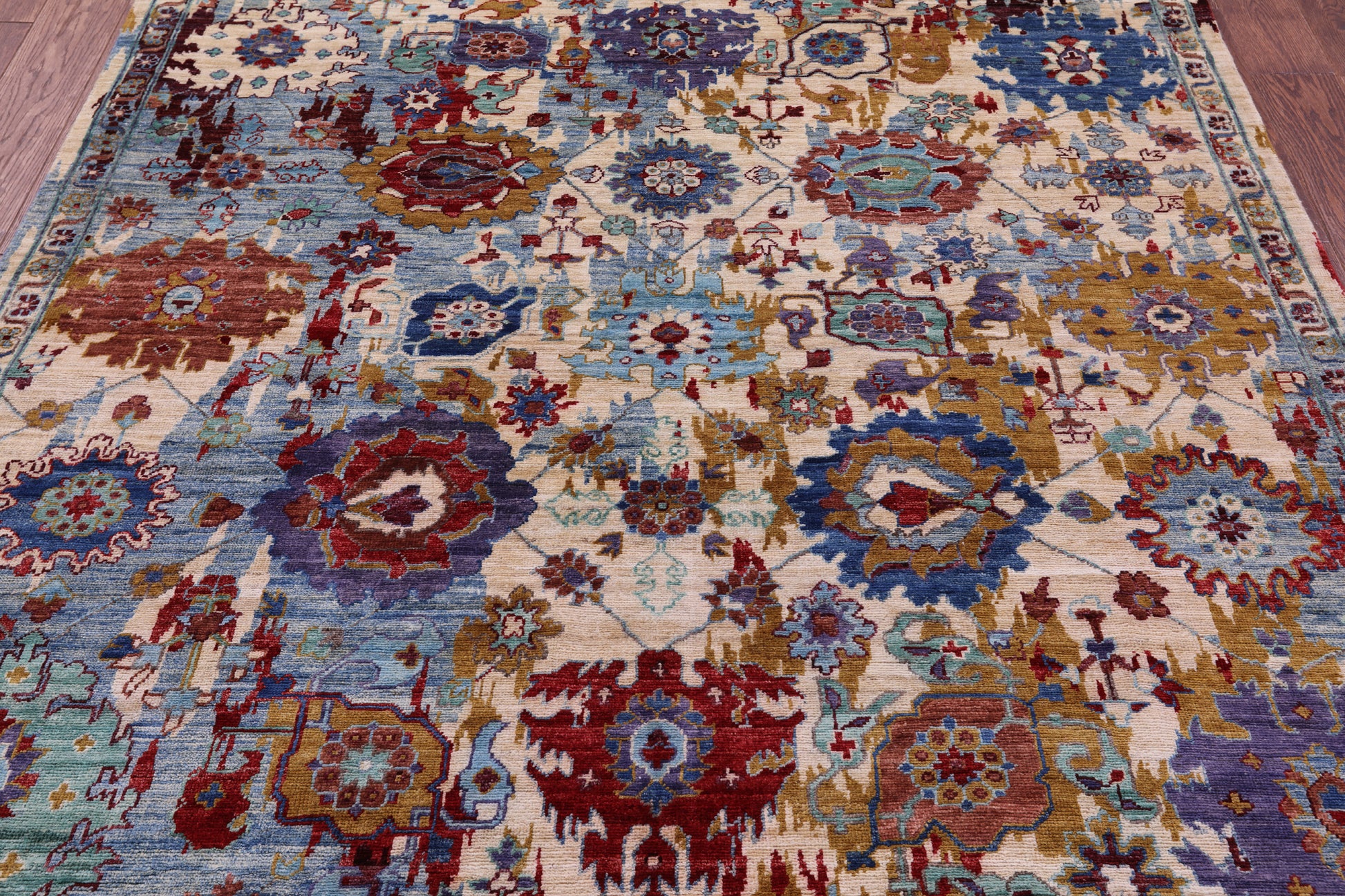 Square Persian Fine Serapi Hand Knotted Wool Rug - 5' 9" X 5' 9" - Golden Nile