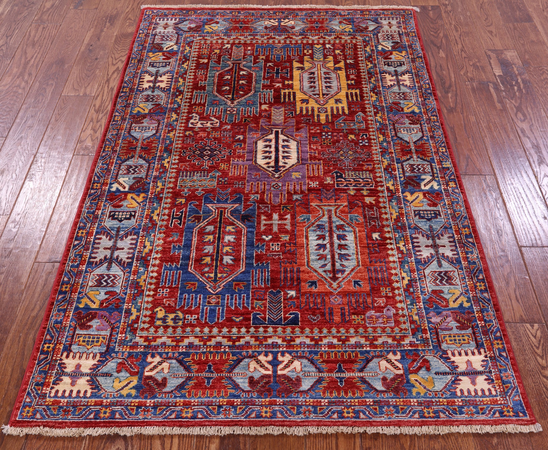 Persian Fine Serapi Hand Knotted Wool Rug - 4' 0" X 5' 11" - Golden Nile