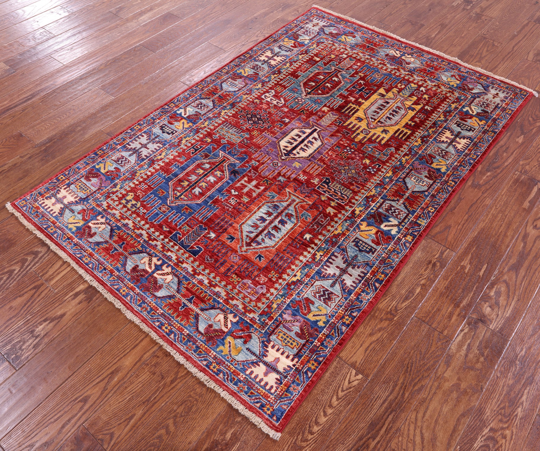 Persian Fine Serapi Hand Knotted Wool Rug - 4' 0" X 5' 11" - Golden Nile