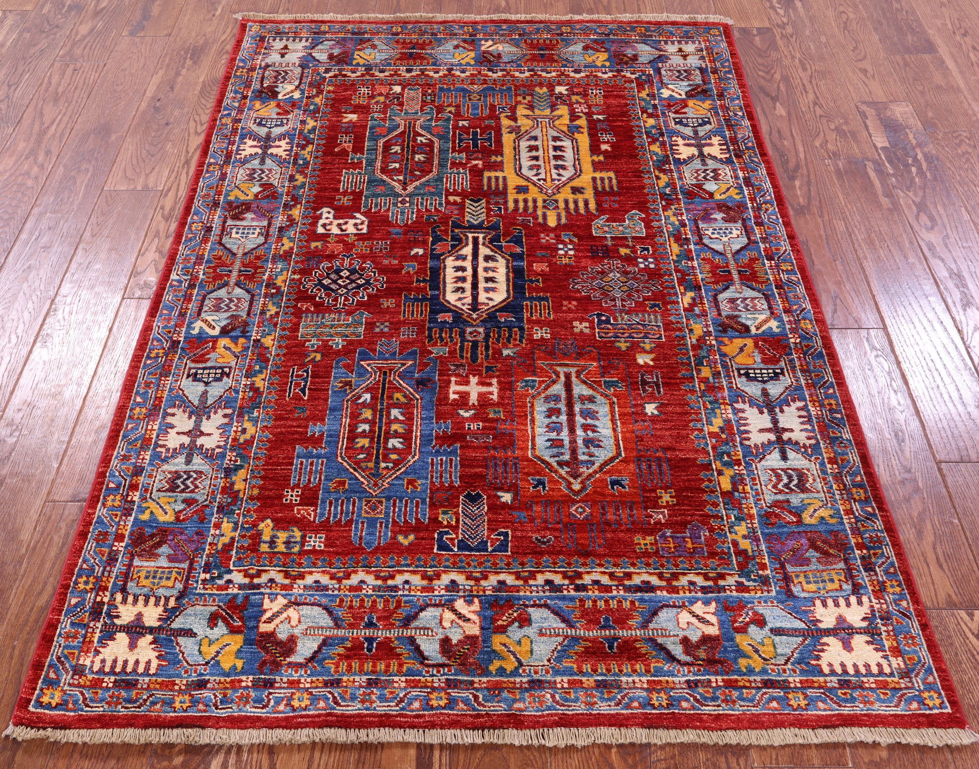 Persian Fine Serapi Hand Knotted Wool Rug - 4' 1" X 5' 9" - Golden Nile