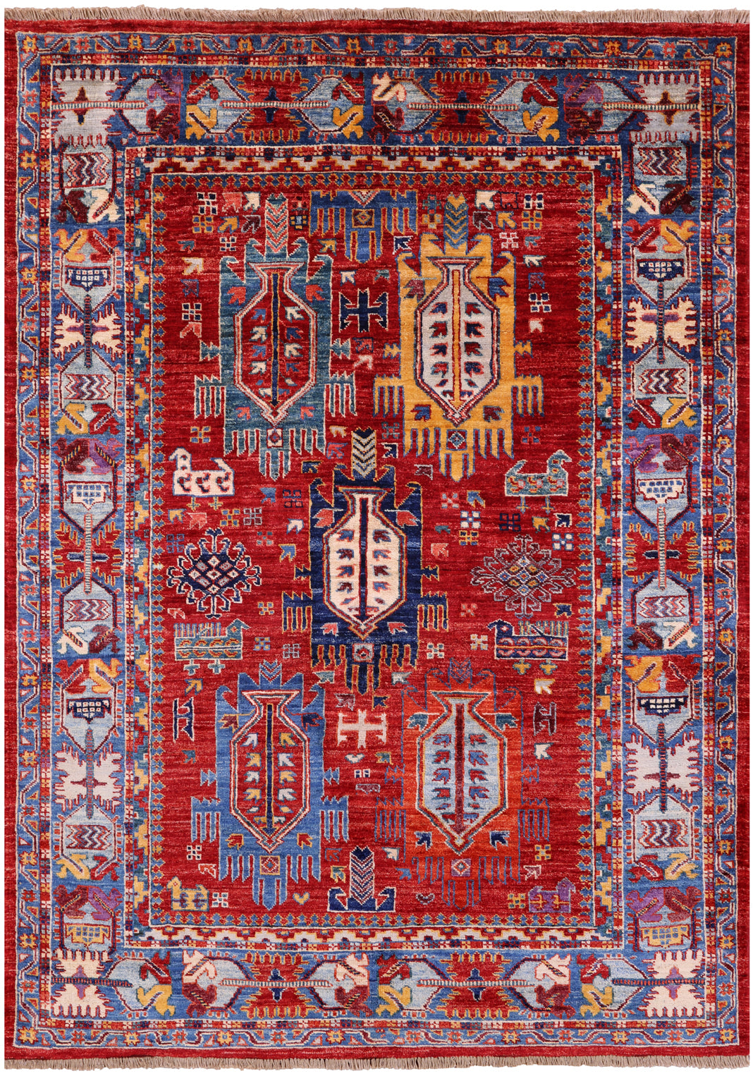 Persian Fine Serapi Hand Knotted Wool Rug - 4' 1" X 5' 9" - Golden Nile