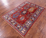 Persian Fine Serapi Hand Knotted Wool Rug - 4' 1" X 5' 9" - Golden Nile
