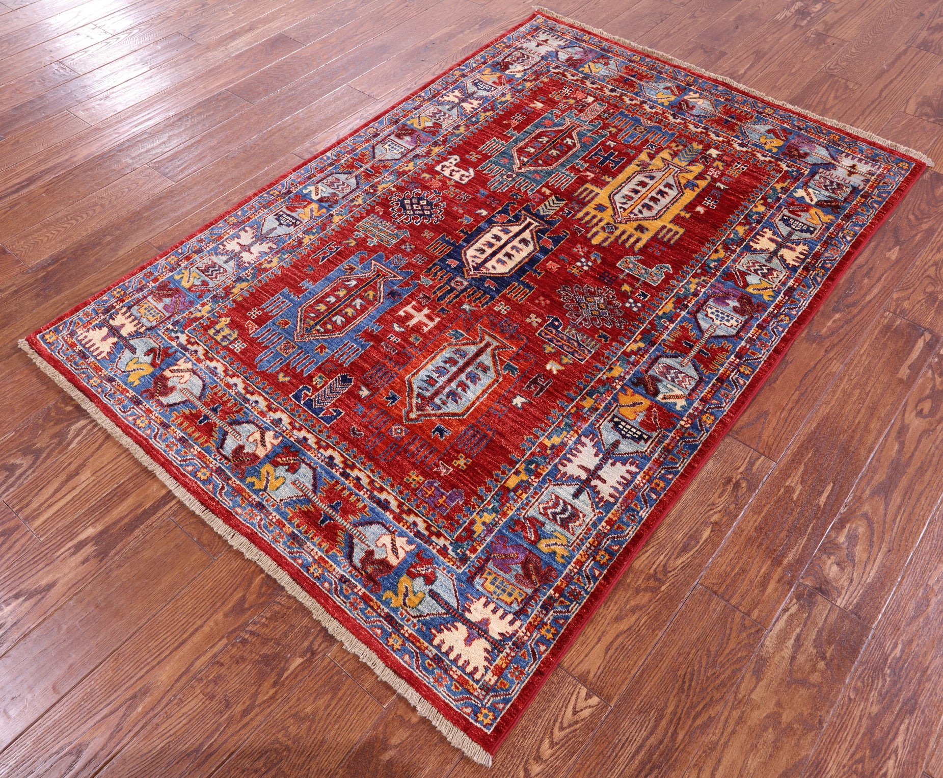 Persian Fine Serapi Hand Knotted Wool Rug - 4' 1" X 5' 9" - Golden Nile