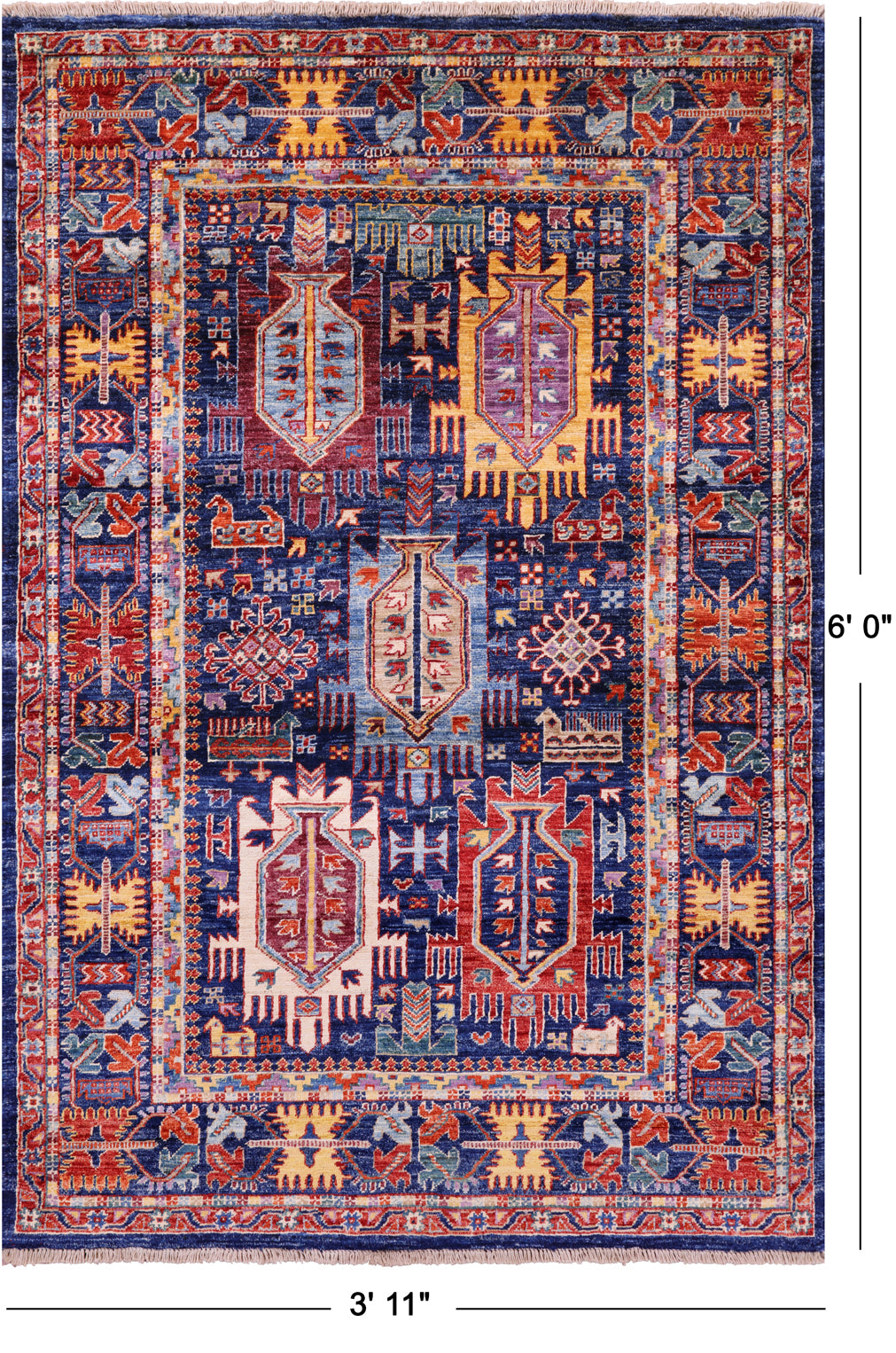 Persian Fine Serapi Hand Knotted Wool Rug - 3' 11" X 6' 0" - Golden Nile