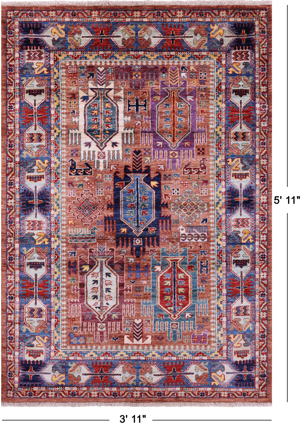 Persian Fine Serapi Handmade Wool Rug - 3' 11" X 5' 11" - Golden Nile