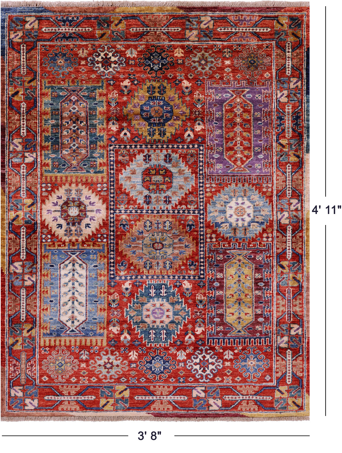 Persian Fine Serapi Hand Knotted Wool Rug - 3' 8" X 4' 11" - Golden Nile