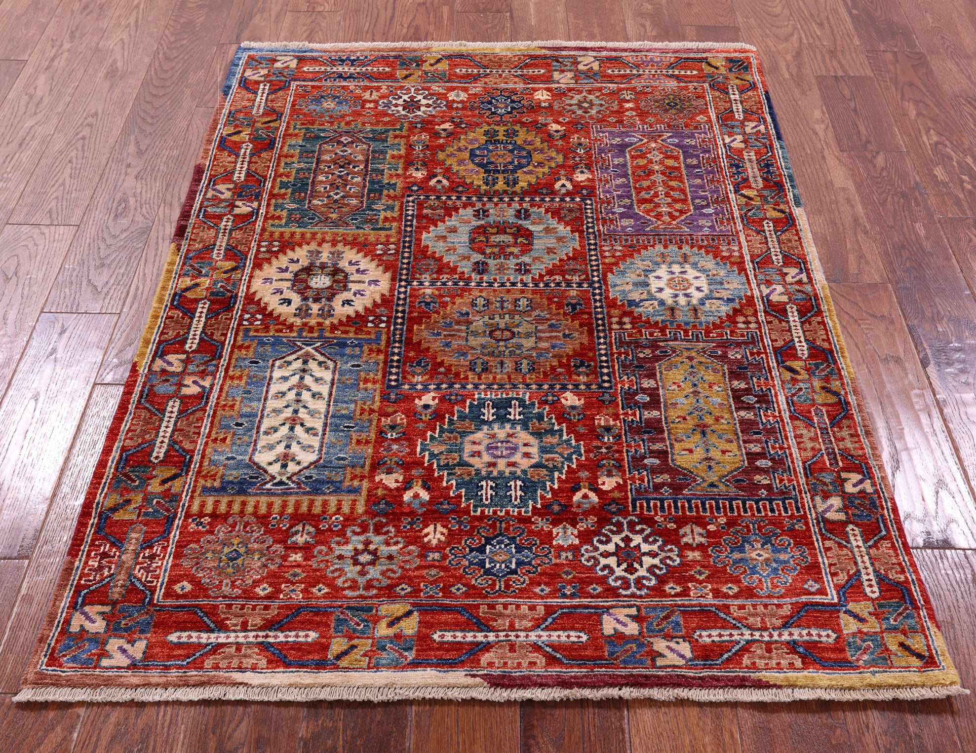 Persian Fine Serapi Hand Knotted Wool Rug - 3' 8" X 4' 11" - Golden Nile